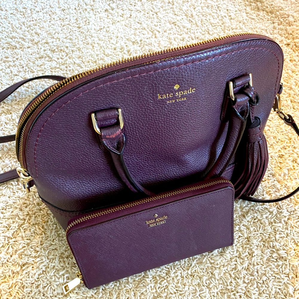Kate Spade plum purse and wallet, great condition